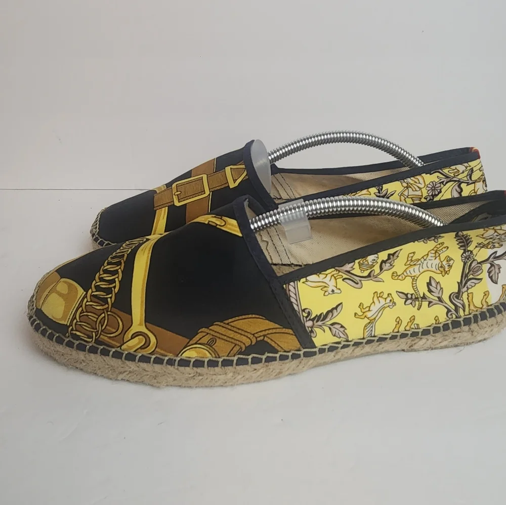 Respoke Eperon Chasse Navy Gold Hermes Espadrille 41